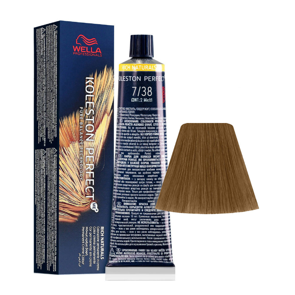 Wella Koleston Perfect Me+ Rich Naturals 7/38 Biondo Medio Dorato Perla 60ml - colorazione permanente [all]