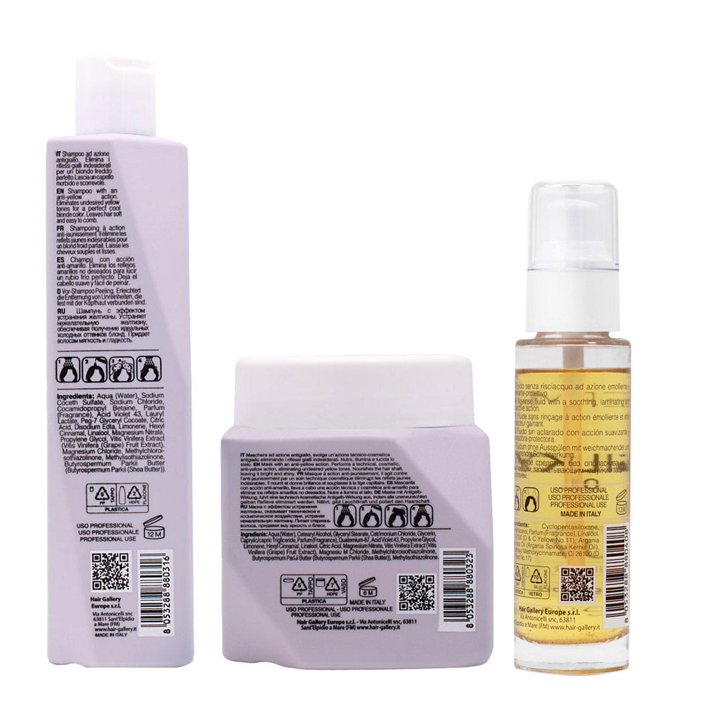 VIAHERMADA Anti-Yellow Shampoo 250ml Mask 250ml Silky Oil 50ml + Cerchietto Bombato in Omaggio