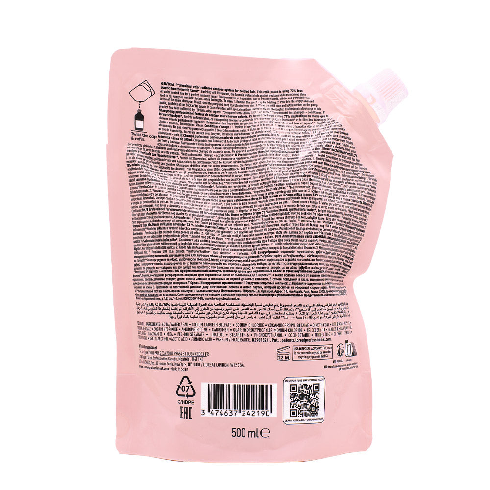 L'Oreal Proofessionnel Paris Serie Expert Vitamino Color Shampoo Refill 500ml - eco-ricarica shampoo protezione colore [all]