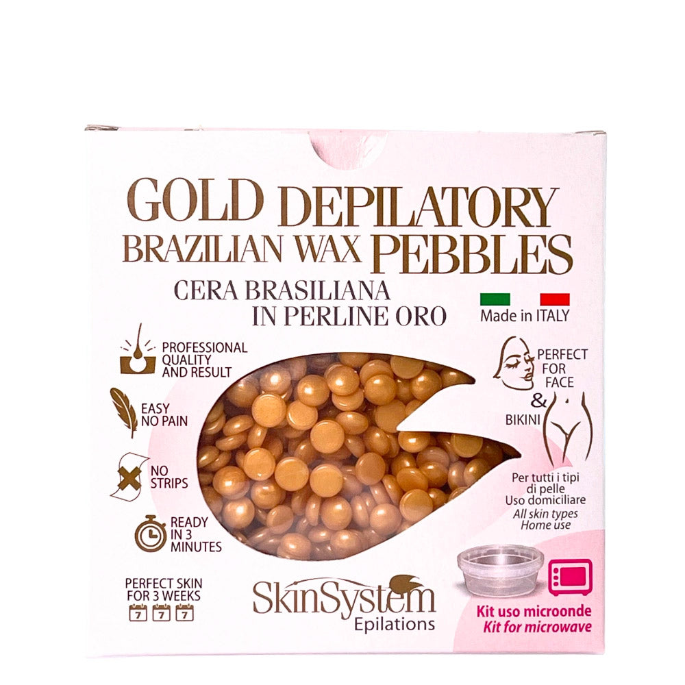 SkinSystem Gold Depilatoru Brazilian Waz Pebbles Kit for Microwave - kit cera in perline per microonde