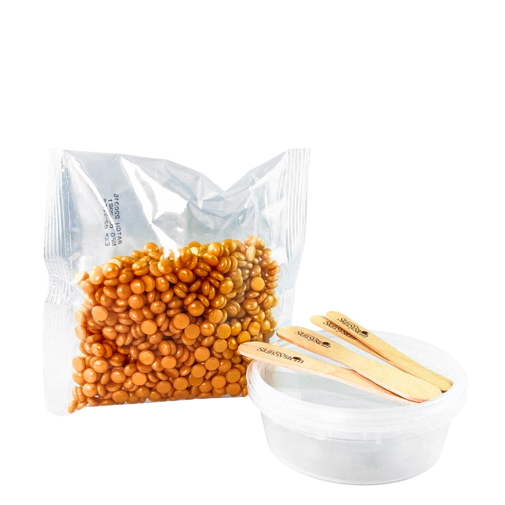 SkinSystem Gold Depilatoru Brazilian Waz Pebbles Kit for Microwave - kit cera in perline per microonde