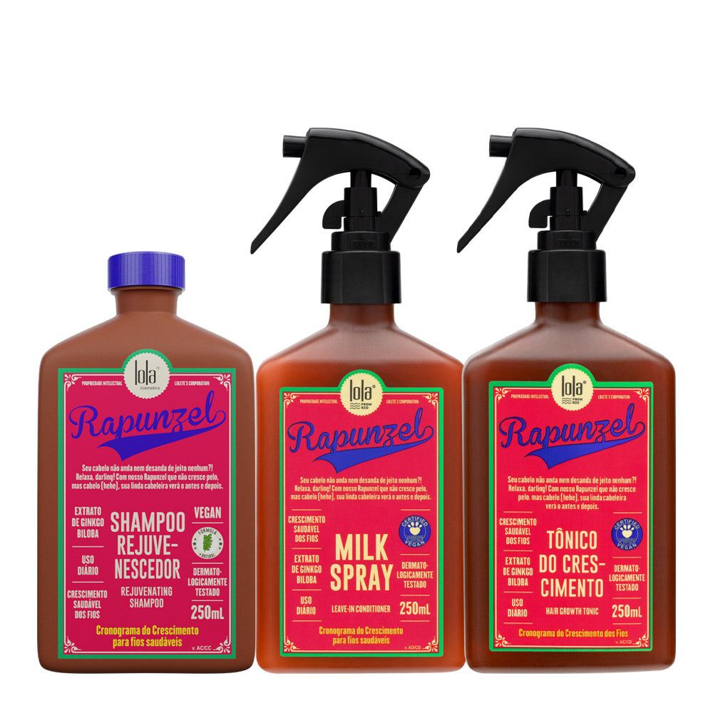 Lola From Rio Rapunzel Shampoo Rejuvenescedor 250ml Milk Spray 250ml Tonico 250ml