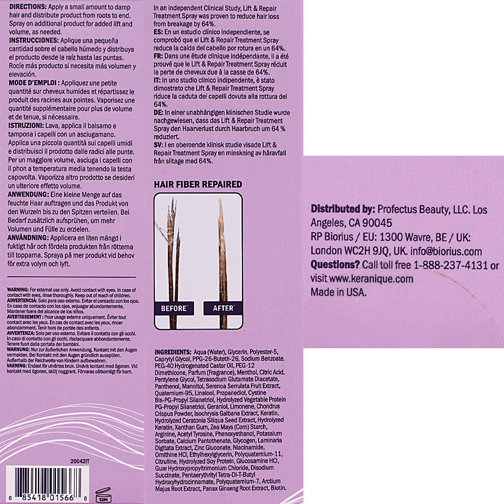 Keranique Lift & Repair Hair Treatment Hair Spray 100ml - spray volumizzante