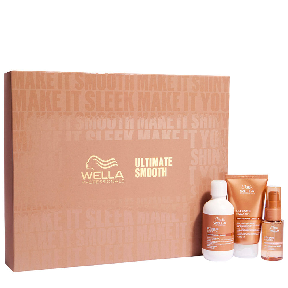 Wella Professionals Ultimate Smooth Cofanetto Natalizio Shampoo, Maschera e Miracle Oil Serum 100ml + 75ml + 30ml