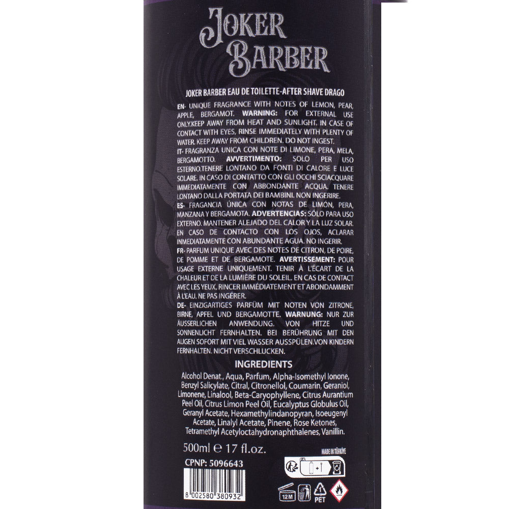 Joker Barber Eau de Toilette After Shave Drago 500ml - dopobarba profumato