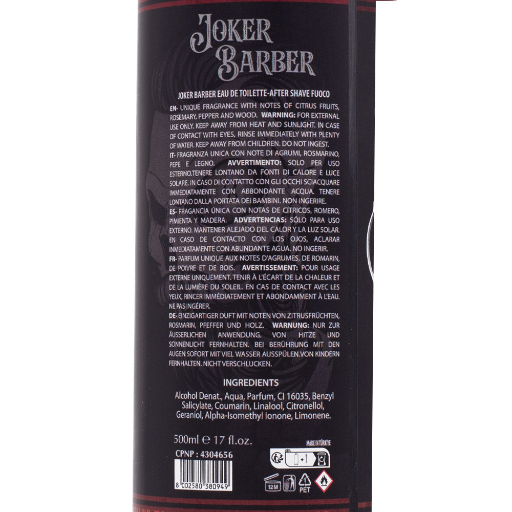 Joker Barber Eau de Toilette After Shave Fuoco 500ml - dopobarba profumato 