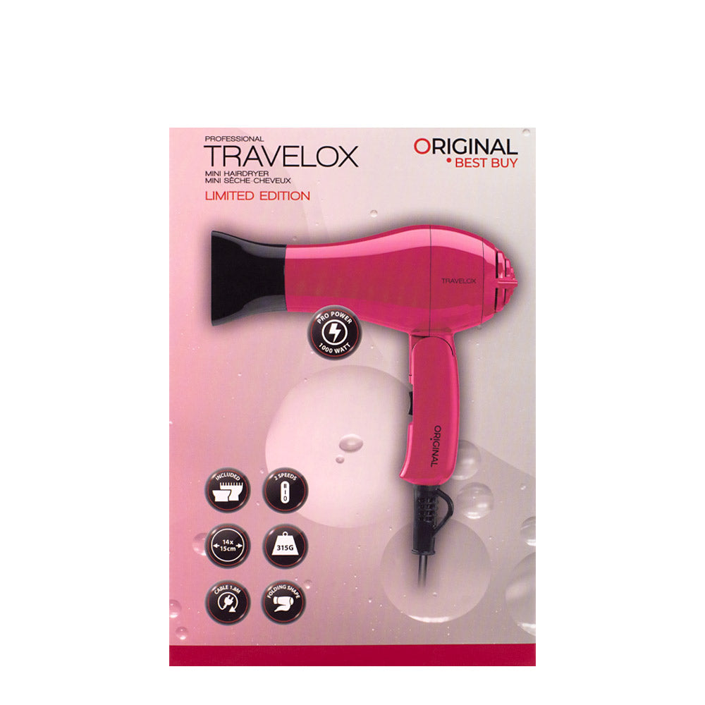 Original Best Buy Mini Foldable Hairdryer Travelox Hibiscus Pink - asciugacapelli [all]