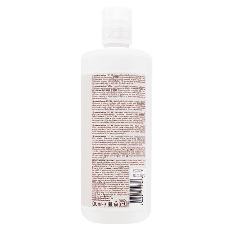 Schwarzkopf Professional Blond Me Premium Developer 2% 7Vol 1000ml - ossigeno attivatore [all]