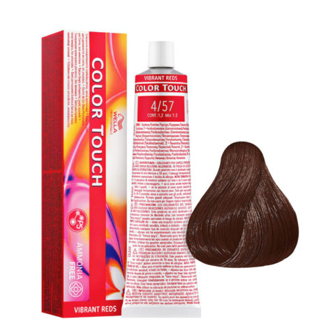 Wella Color Touch Vibrant Reds 4/57 Mahagoni Sand Mittelbraun 60 ml - semipermanente Farbe ohne Ammoniak