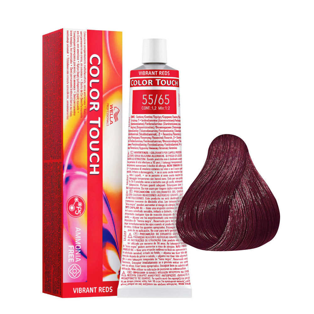 Wella Color Touch Vibrant Reds 55/65 Intensives Violett Mahagoni Hellbraun 60 ml - semipermanente Farbe ohne Ammoniak