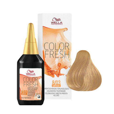 Wella Color Fresh 8/03 Helles natürliches Goldblond 75 ml - Farbauffrischer ohne Ammoniak