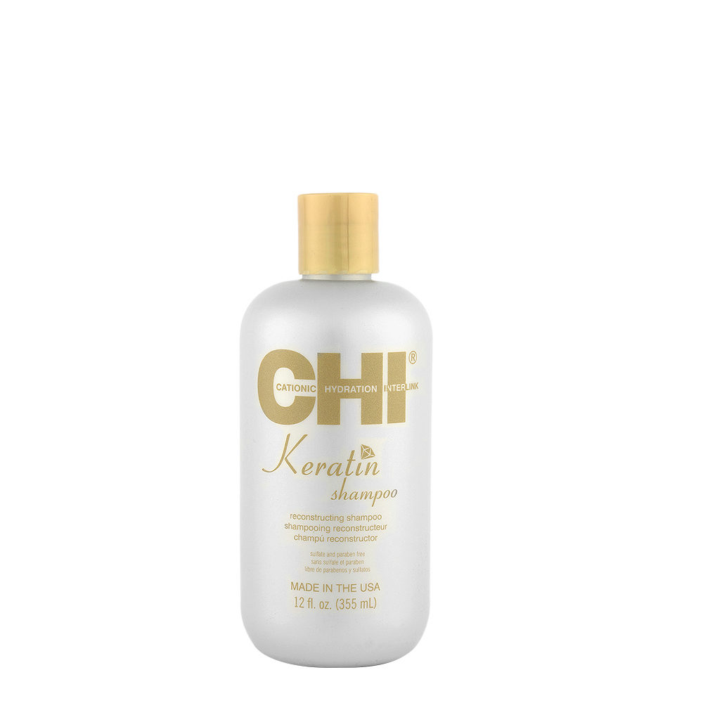 CHI Keratin Shampoo 355ml - Restrukturierendes Anti-Frizz-Shampoo für strapaziertes Haar