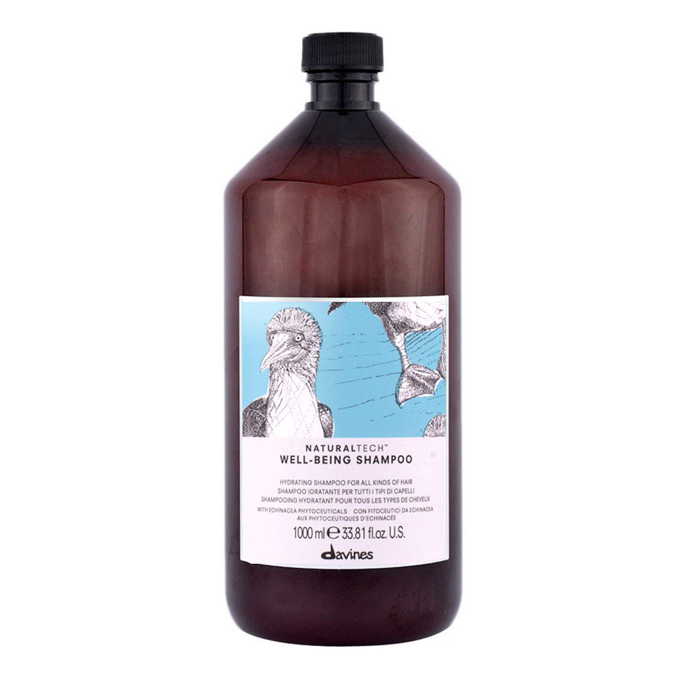 Davines Naturaltech Wellbeing Shampoo 1000ml - Feuchtigkeitsspendendes Shampoo für alle Haartypen