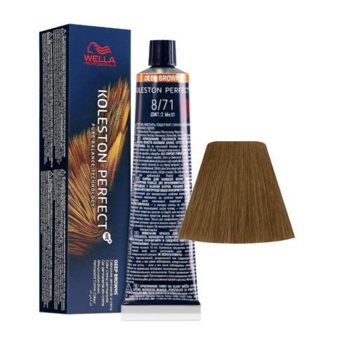 Wella Koleston Perfect Me+ Deep Browns 8/71 Helles Sand-Aschblond 60 ml - permanente Färbung