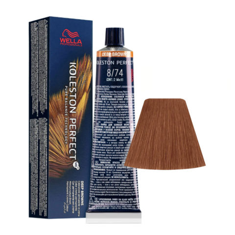 Wella Koleston Perfect Me+ Deep Browns 8/74 Helles Kupfer-Sandblond 60 ml - permanente Färbung