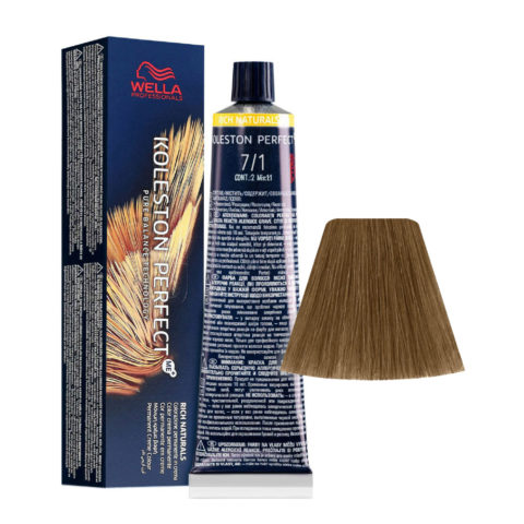 Wella Koleston Perfect Me+ Rich Naturals 7/1 Mittleres Aschblond 60ml  - permanente Färbung