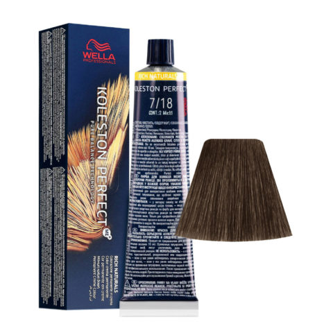 Wella Koleston Perfect Me+ Rich Naturals 7/18 Mittleres Perlaschblond 60 ml - permanente Färbung