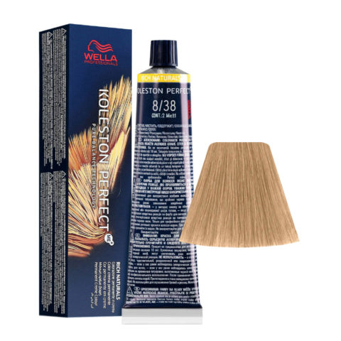 Wella Koleston Perfect Me+ Rich Naturals 8/38 Hellgoldenes Perlblond 60 ml  - permanente Färbung