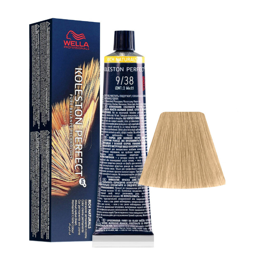 Wella Koleston Perfect Me+ Rich Naturals 9/38 Sehr Hellgoldenes Perlblond 60 ml - permanente Färbung