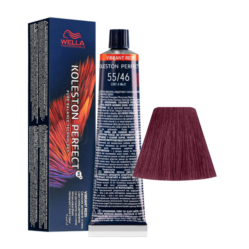 Wella Koleston Perfect Me+ Vibrant Reds 55/46 Intensives Hellbraun Kupferviolett 60 ml – permanente Färbung