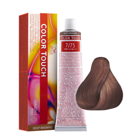 Wella Color Touch Deep Browns 7/75 Mittelblond Sand Mahagoni 60ml - Demi-permanente Farbe ohne Ammoniak