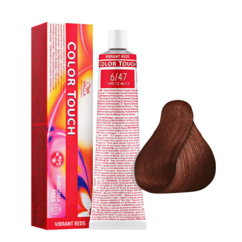 Color Touch Vibrant Reds 6/47 Dunkelblond Kupfersand 60 ml - semipermanente Farbe ohne Ammoniak