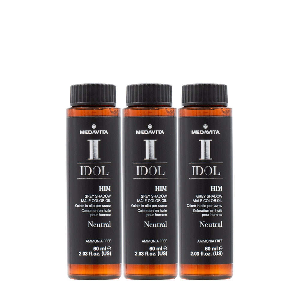 Medavita Idol Man Male Color Grey Shadow 3x60ml - Neutrale Herrenfärbung