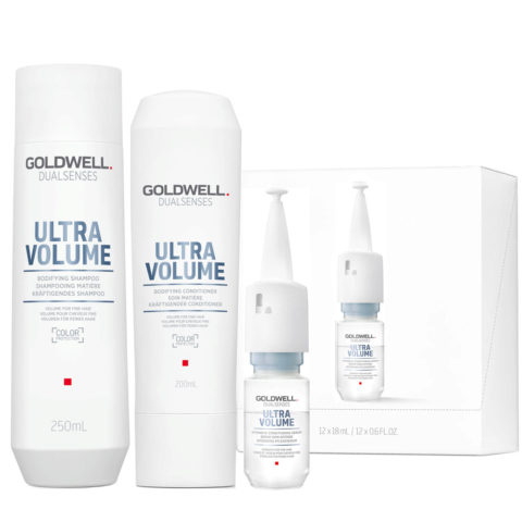 Goldwell Dualsenses Ultra Volume Bodifying Shampoo 250ml Conditioner 200ml Serum 12x18ml