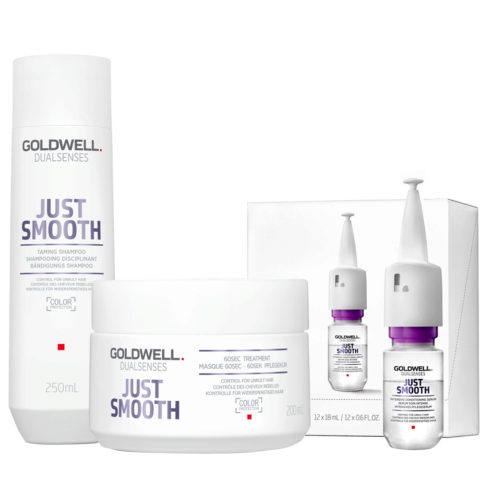 Goldwell Dualsenses Just Smooth Bändigungs Shampoo 250ml Mask 200ml Serum 12x18ml