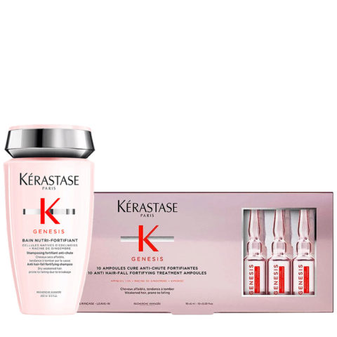 Kerastase Genesis Kit Shampoo 250ml Anti Hairfall Ampoules 10x6ml