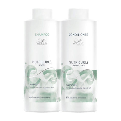 Nutricurls Waves Shampoo 1000ml Conditioner 1000ml Welliges Haar