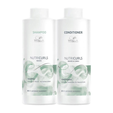 Wella Nutricurls Waves Shampoo 1000ml Conditioner 1000ml Welliges Haar