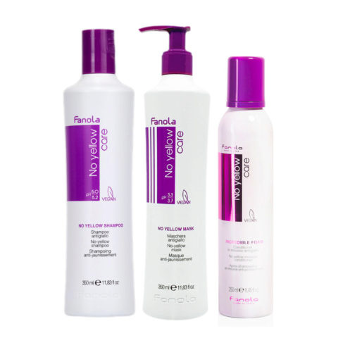 Fanola No Yellow Shampoo 350ml Und Maske 350ml Mousse 250ml Anti Gelb Für Blondes Haar