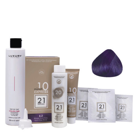 21 Ventuno Professionelles Farbkit 6.2 Dunkelviolette Blond + Shampoo 250ml