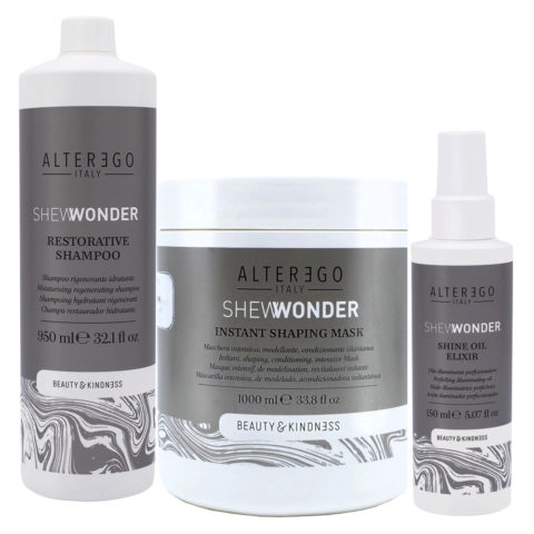 Alterego Shewonder Shampoo 950ml Maske 1000ml Feuchtigkeitsöl 150ml