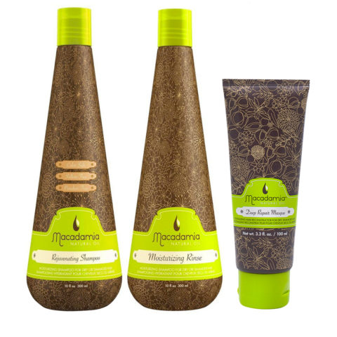 Macadamia Kit Moisturizing Shampoo 300 ml Conditioner 300ml Maske 100 ml