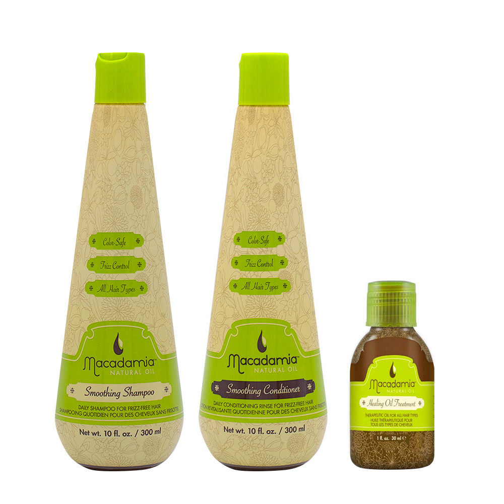Macadamia Frizzy Hair Kit Shampoo 300 ml Conditioner 300 ml Arganöl 27ml