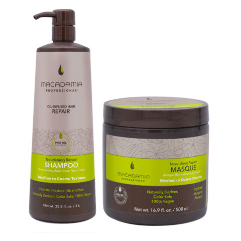 Macadamia Beschädigtes Haar Set 1000ml Shampoo und 500ml Maske