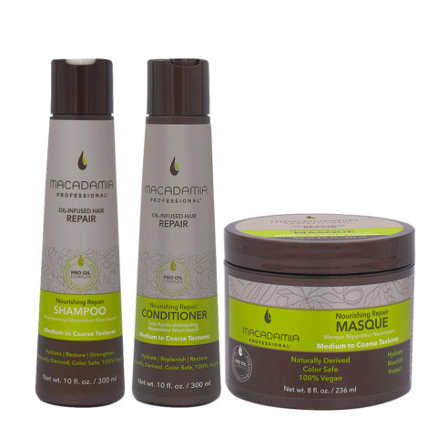 Macadamia Beschädigtes Haar Shampoo 300ml Conditioner 300ml Maske 236ml