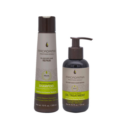 Macadamia Set Beschädigtes Haar Shampoo 300ml und Feuchtigkeitsöl 125ml