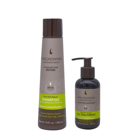 Macadamia Set Beschädigtes und dickes Haar Shampoo 300ml und Feuchtigkeitsöl 125ml