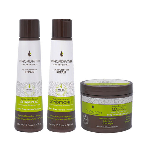 Set Beschädigtes und feines Haar Shampoo 300ml und Conditioner 300ml Maske 222ml