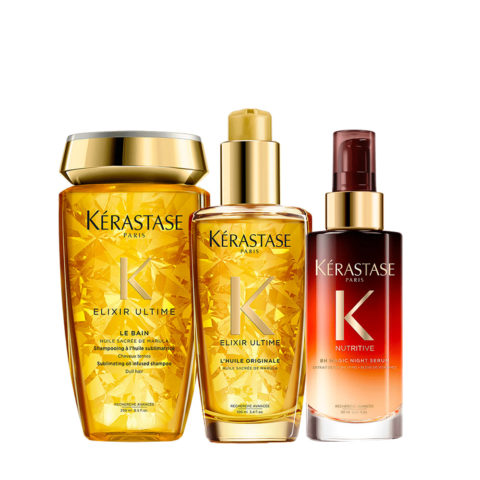 Kerastase Elixir Ultime Shampoo 200ml Oil 100ml Night Serum 90ml