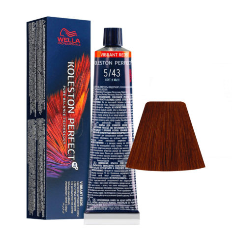 Wella Koleston Perfect Me+ Vibrant Reds 5/43 Hellbraunes goldenes Kupfer 60ml -  permanente Färbung