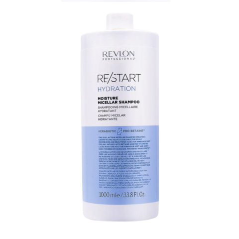 Revlon Restart Hydration Moisture Micellar Shampoo 1000ml - Feuchtigkeitsspendendes Shampoo für trockenes Haar