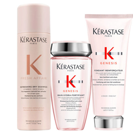 Kerastase Fresh Affair Refreshing Dry Shampoo 233ml Genesis Bain Hydra-Fortifiant 250ml Fondant Renforcateur 200ml