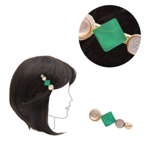 VIAHERMADA Haarspange mit Smaragdgrünem Stein 6cm