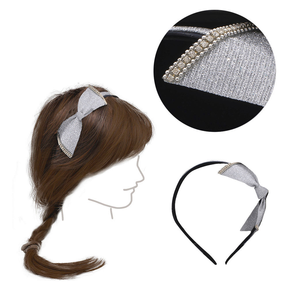 VIAHERMADA Haarreifen mit Silberschleife und Strasssteinen