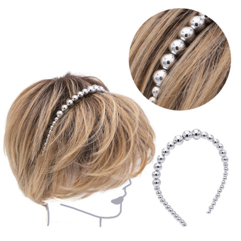 VIAHERMADA  Haarband mit Metallic-Silberperlen