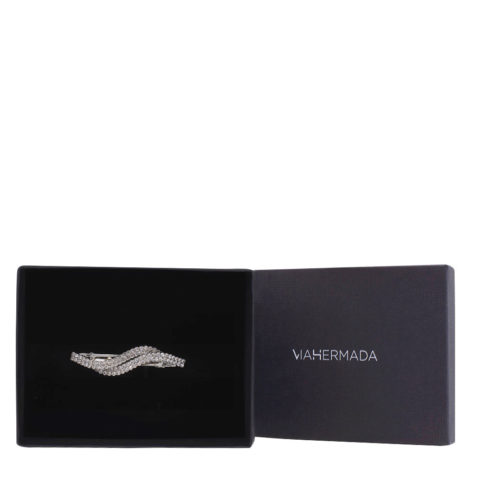 VIAHERMADA  Matic Silver Haarspange mit Strasswellen